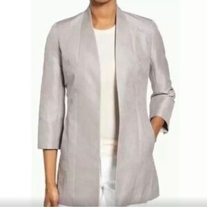 EILEEN FISHER Mirage Jacquard Silk Blend Jacket in Champagne Silver Size XL